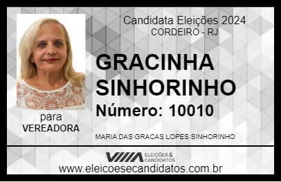 Candidato GRACINHA SINHORINHO 2024 - CORDEIRO - Eleições