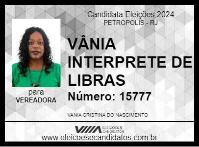 Candidato VÂNIA INTERPRETE DE LIBRAS 2024 - PETRÓPOLIS - Eleições