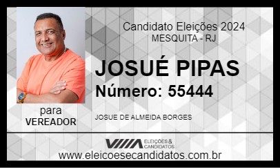 Candidato JOSUÉ PIPAS 2024 - MESQUITA - Eleições