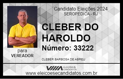 Candidato CLEBER DO HAROLDO 2024 - SEROPÉDICA - Eleições