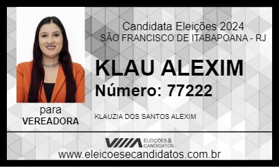 Candidato KLAU ALEXIM 2024 - SÃO FRANCISCO DE ITABAPOANA - Eleições