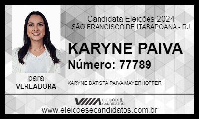 Candidato KARYNE PAIVA 2024 - SÃO FRANCISCO DE ITABAPOANA - Eleições