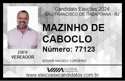 Candidato MAZINHO DE CABOCLO 2024 - SÃO FRANCISCO DE ITABAPOANA - Eleições