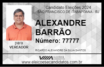 Candidato ALEXANDRE BARRÃO 2024 - SÃO FRANCISCO DE ITABAPOANA - Eleições