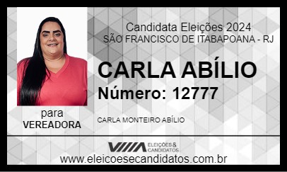 Candidato CARLA ABÍLIO 2024 - SÃO FRANCISCO DE ITABAPOANA - Eleições