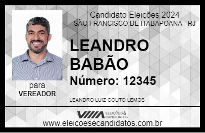 Candidato LEANDRO BABÃO 2024 - SÃO FRANCISCO DE ITABAPOANA - Eleições