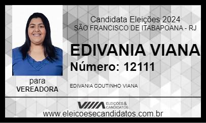 Candidato EDIVANIA VIANA 2024 - SÃO FRANCISCO DE ITABAPOANA - Eleições