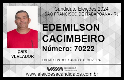 Candidato EDEMILSON CACIMBEIRO 2024 - SÃO FRANCISCO DE ITABAPOANA - Eleições