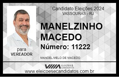 Candidato MANELZINHO MACEDO 2024 - VASSOURAS - Eleições