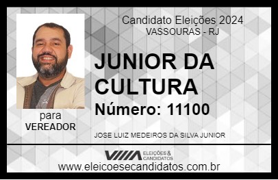 Candidato JUNIOR DA CULTURA  2024 - VASSOURAS - Eleições