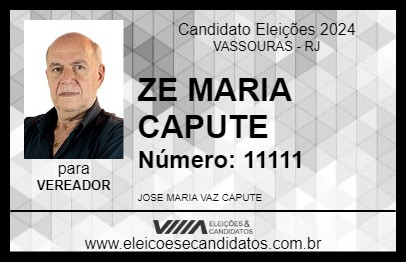 Candidato ZE MARIA CAPUTE  2024 - VASSOURAS - Eleições