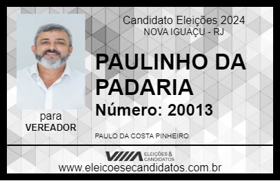 Candidato PAULINHO DA PADARIA 2024 - NOVA IGUAÇU - Eleições