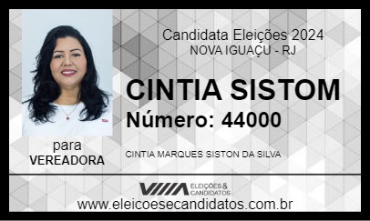 Candidato CINTIA SISTON 2024 - NOVA IGUAÇU - Eleições