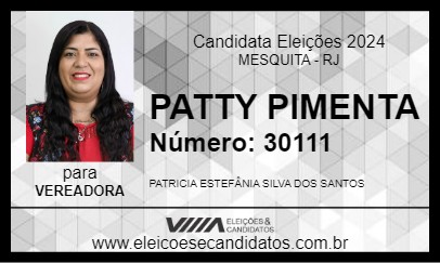 Candidato PATTY PIMENTA 2024 - MESQUITA - Eleições