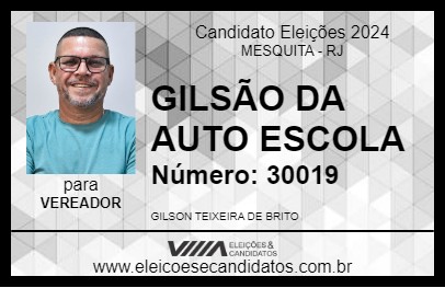 Candidato GILSÃO DA AUTO ESCOLA 2024 - MESQUITA - Eleições