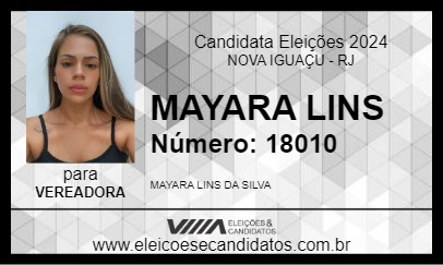 Candidato MAYARA LINS 2024 - NOVA IGUAÇU - Eleições