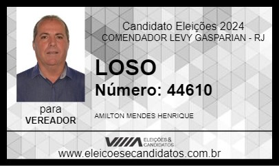 Candidato LOSO 2024 - COMENDADOR LEVY GASPARIAN - Eleições