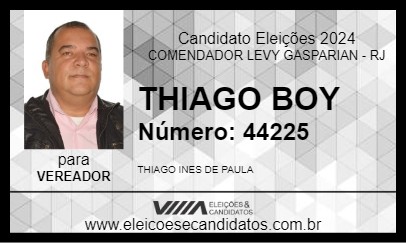 Candidato THIAGO BOY 2024 - COMENDADOR LEVY GASPARIAN - Eleições