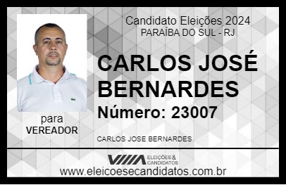 Candidato CARLOS JOSÉ BERNARDES 2024 - PARAÍBA DO SUL - Eleições