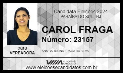 Candidato CAROL FRAGA 2024 - PARAÍBA DO SUL - Eleições