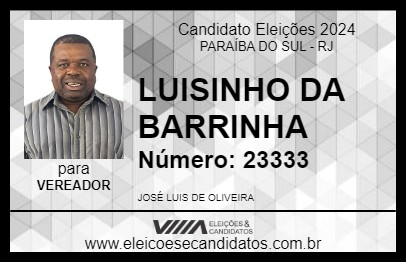 Candidato LUISINHO DA BARRINHA 2024 - PARAÍBA DO SUL - Eleições