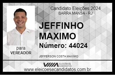 Candidato JEFFINHO MAXIMO  2024 - BARRA MANSA - Eleições