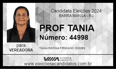 Candidato PROF TANIA 2024 - BARRA MANSA - Eleições