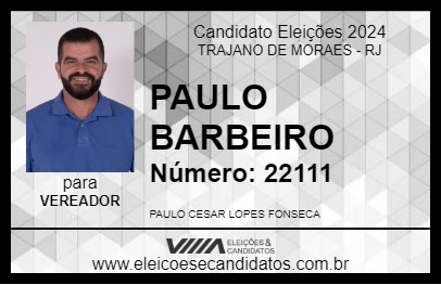 Candidato PAULO BARBEIRO 2024 - TRAJANO DE MORAES - Eleições