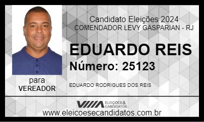 Candidato EDUARDO REIS 2024 - COMENDADOR LEVY GASPARIAN - Eleições