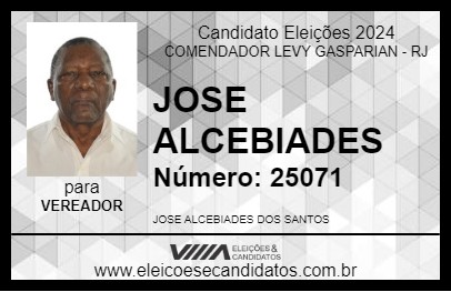 Candidato JOSE ALCEBIADES 2024 - COMENDADOR LEVY GASPARIAN - Eleições