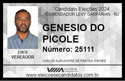 Candidato GENESIO DO PICOLE 2024 - COMENDADOR LEVY GASPARIAN - Eleições