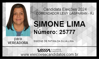 Candidato SIMONE LIMA 2024 - COMENDADOR LEVY GASPARIAN - Eleições