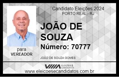 Candidato JOÃO DE SOUZA 2024 - PORTO REAL - Eleições