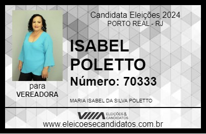 Candidato ISABEL POLETTO 2024 - PORTO REAL - Eleições