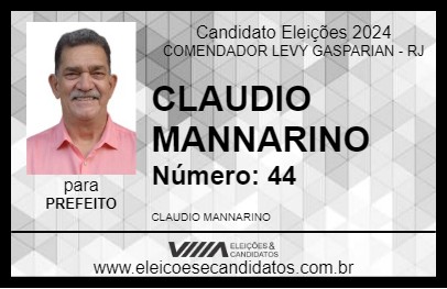 Candidato CLAUDIO MANNARINO 2024 - COMENDADOR LEVY GASPARIAN - Eleições