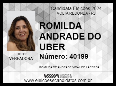 Candidato ROMILDA ANDRADE DO UBER 2024 - VOLTA REDONDA - Eleições