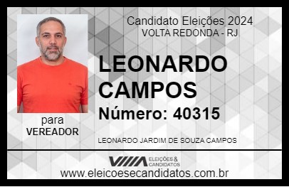 Candidato LEONARDO CAMPOS 2024 - VOLTA REDONDA - Eleições