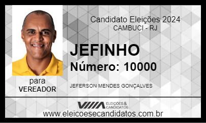 Candidato JEFINHO 2024 - CAMBUCI - Eleições