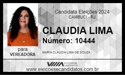 Candidato CLAUDIA LIMA 2024 - CAMBUCI - Eleições