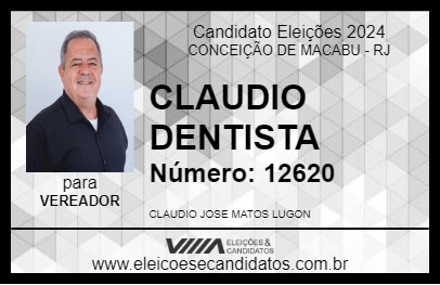 Candidato CLAUDIO DENTISTA 2024 - CONCEIÇÃO DE MACABU - Eleições