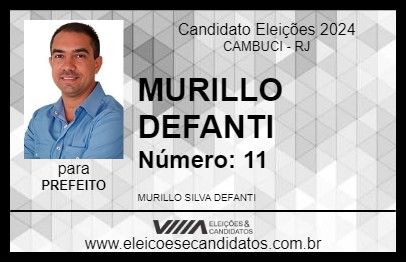 Candidato MURILLO DEFANTI 2024 - CAMBUCI - Eleições