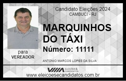 Candidato MARQUINHOS DO TÁXI 2024 - CAMBUCI - Eleições