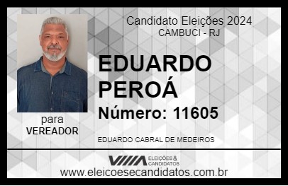 Candidato EDUARDO PEROÁ 2024 - CAMBUCI - Eleições