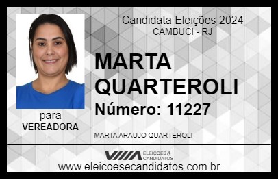 Candidato MARTA QUARTEROLI 2024 - CAMBUCI - Eleições