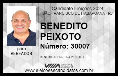 Candidato BENEDITO PEIXOTO 2024 - SÃO FRANCISCO DE ITABAPOANA - Eleições