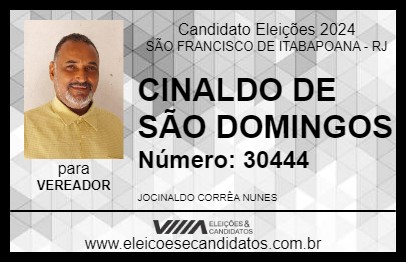 Candidato CINALDO DE SÃO DOMINGOS 2024 - SÃO FRANCISCO DE ITABAPOANA - Eleições