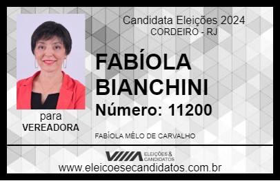 Candidato FABÍOLA BIANCHINI 2024 - CORDEIRO - Eleições