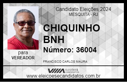 Candidato CHIQUINHO BNH 2024 - MESQUITA - Eleições