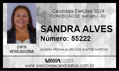 Candidato SANDRA ALVES 2024 - CONCEIÇÃO DE MACABU - Eleições