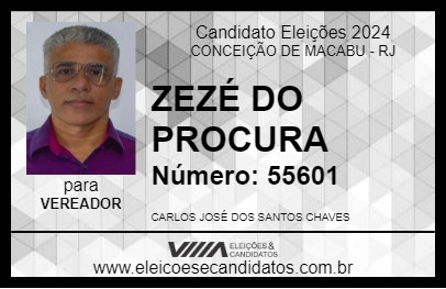 Candidato ZEZÉ DO PROCURA 2024 - CONCEIÇÃO DE MACABU - Eleições